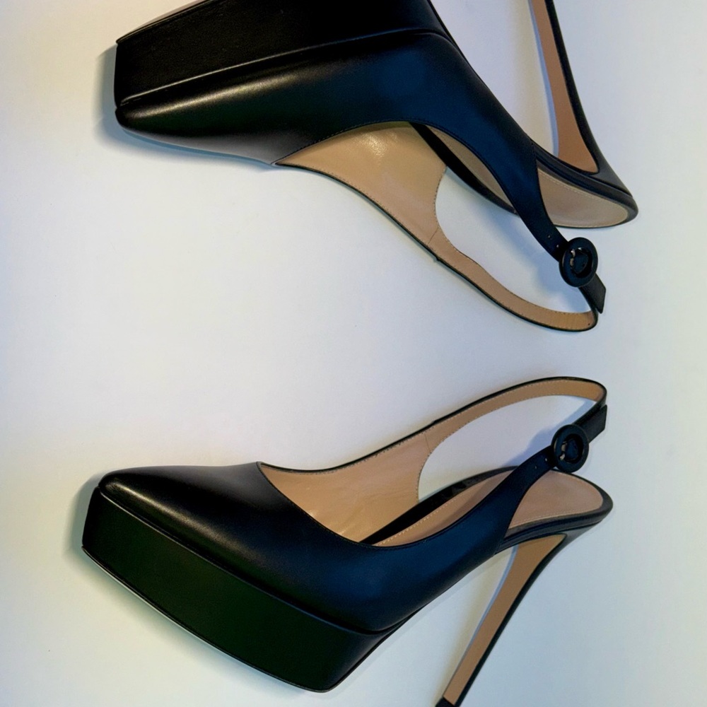 NWOT Gianvito Rossi Black Leather Dasha Platform Slingback Heels 41 - Picture 4 of 10